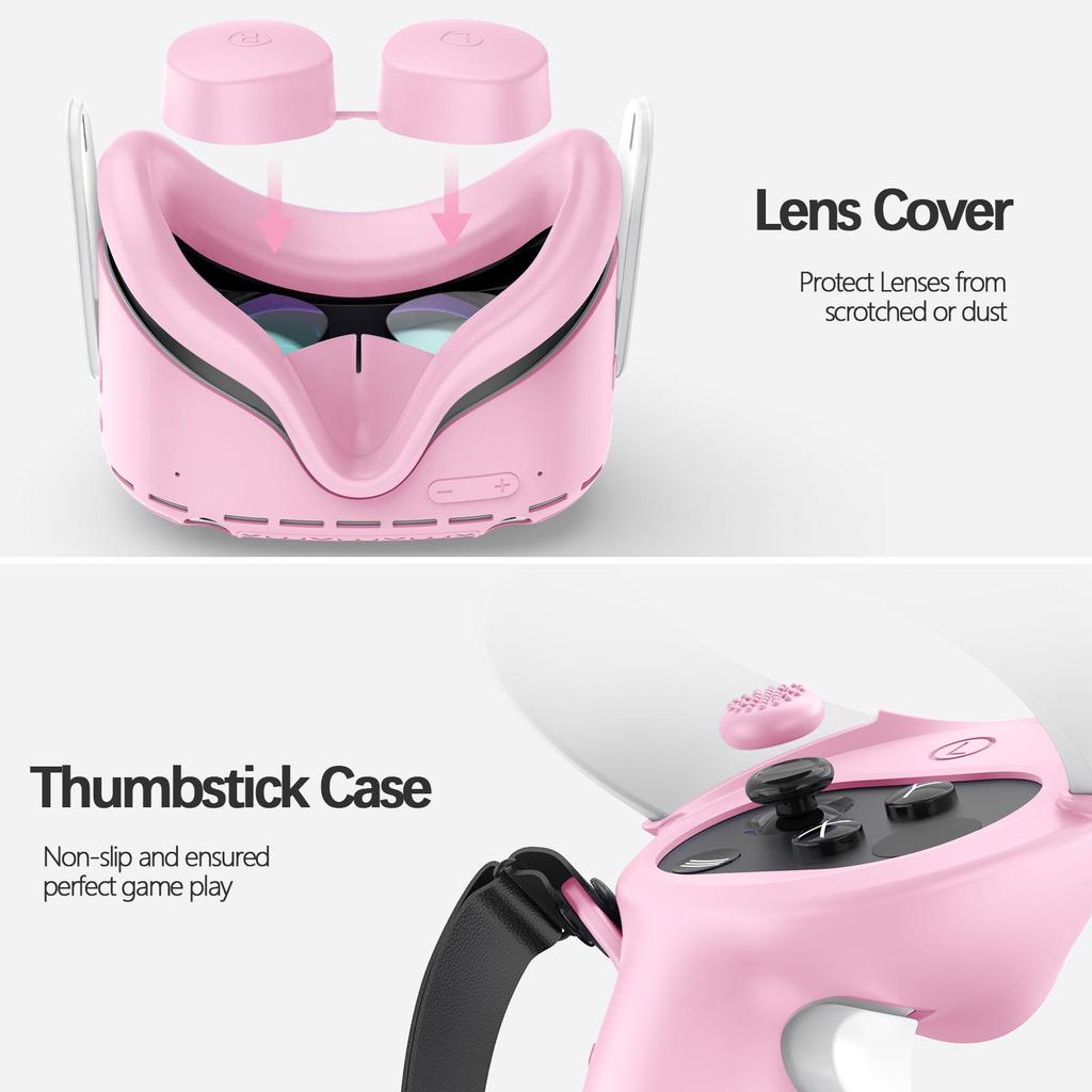Five-Piece Silicone Protective Case Set for Meta/Oculus Quest 2: VR Controller and Main Unit Covers