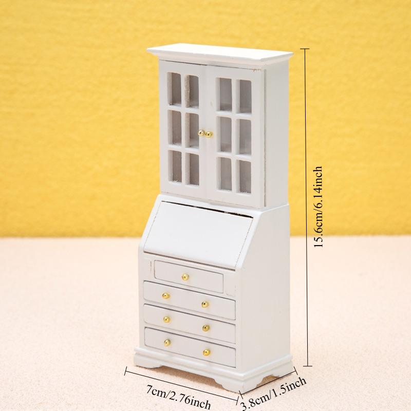 1Pc Wooden Mini Miniature Cabinet Ornament For Crafts Decor Kitchen Miniatures 1/12 Scale Pretend Play Photography