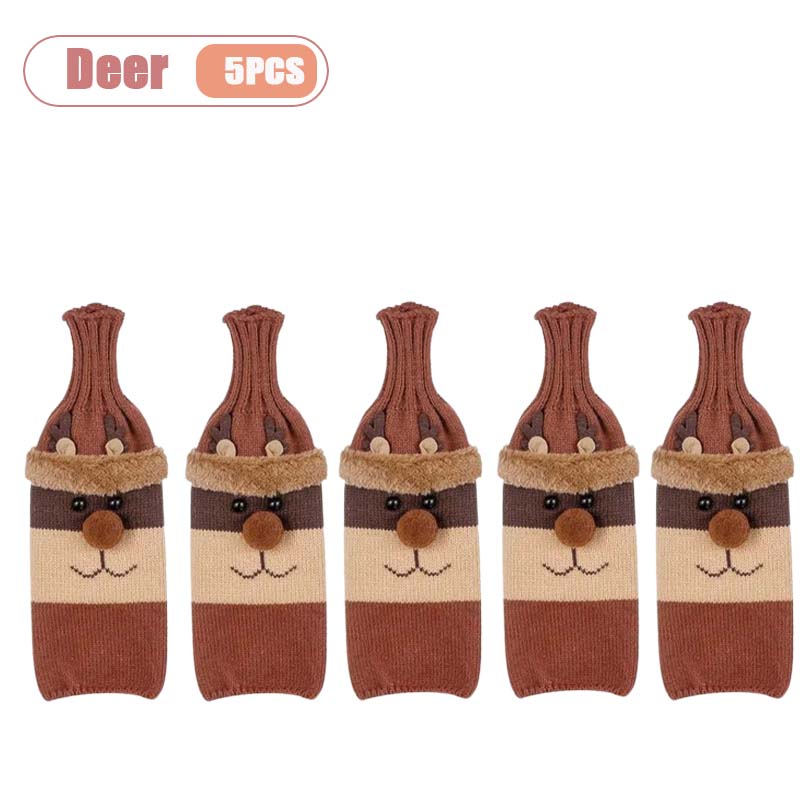 Knitted Christmas Wine Bottle Cover Santa Wine Sleeve Champagne Bottle Set Party Decoration for Restaurant Dining Table Setup
