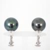 [Used] 14K White Gold South Sea Black Pearl Earrings / J55-46