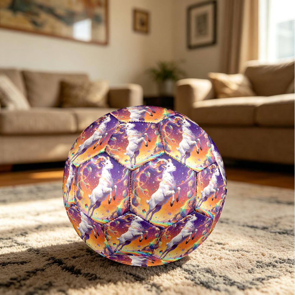 1pc Celestial Goat Journey Theme Soccer Ball Football, Size 5, Lightweight PVC, Durable Outdoor Training Soccer Ball, Gift M61465