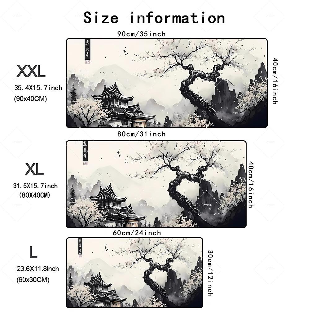 Japanese Landscape Mouse Pad New Computer Laptop Keyboard Mousemat Xxl Large Mousepad Gaming Nonslip Rubber Pc Office Desk Mats