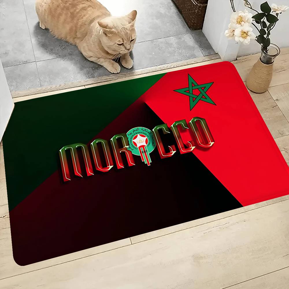 Morocco Map Flag Room Mats Anti-slip Absorb Water Long Strip Cushion Bedroon Mat Household Carpets