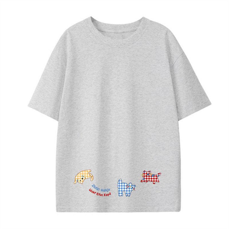 Summer Short-sleeved T-shirt Women's New Pure Cotton Design Sense Niche American Retro Loose Cartoon Half-sleeved Top