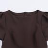 French Bubble Sleeve Sexy Waist-cinching Pleated Dress - Solid Color Short Skirt, European American Style