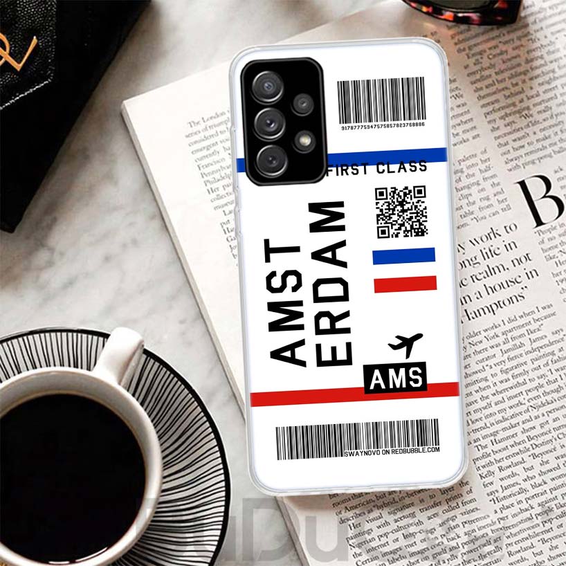 Travel Ticket Label Phone Case For Samsung Galaxy A15 A14 A54 A13 A53 A12 A52S A55 A22 A23 A24 A32 A33 A34 A25 A35 A03S A04S A02