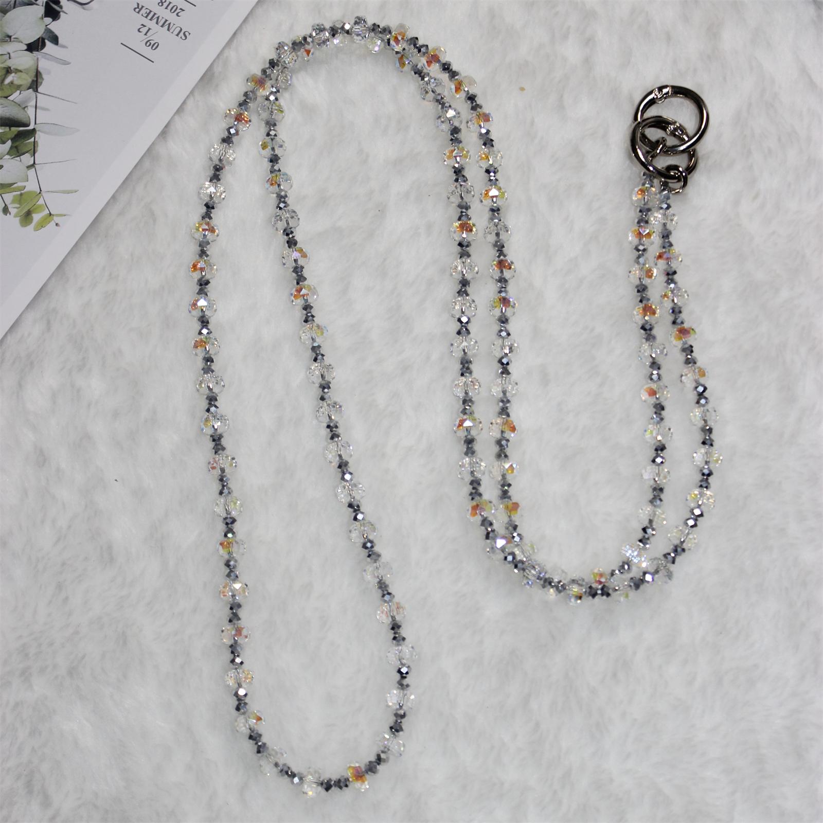 

Mobile Phone Lanyard Wheel Crystal Beads Crossbody Phone Beads Strap with Tether Tab,Total Length: 120cm Style 6