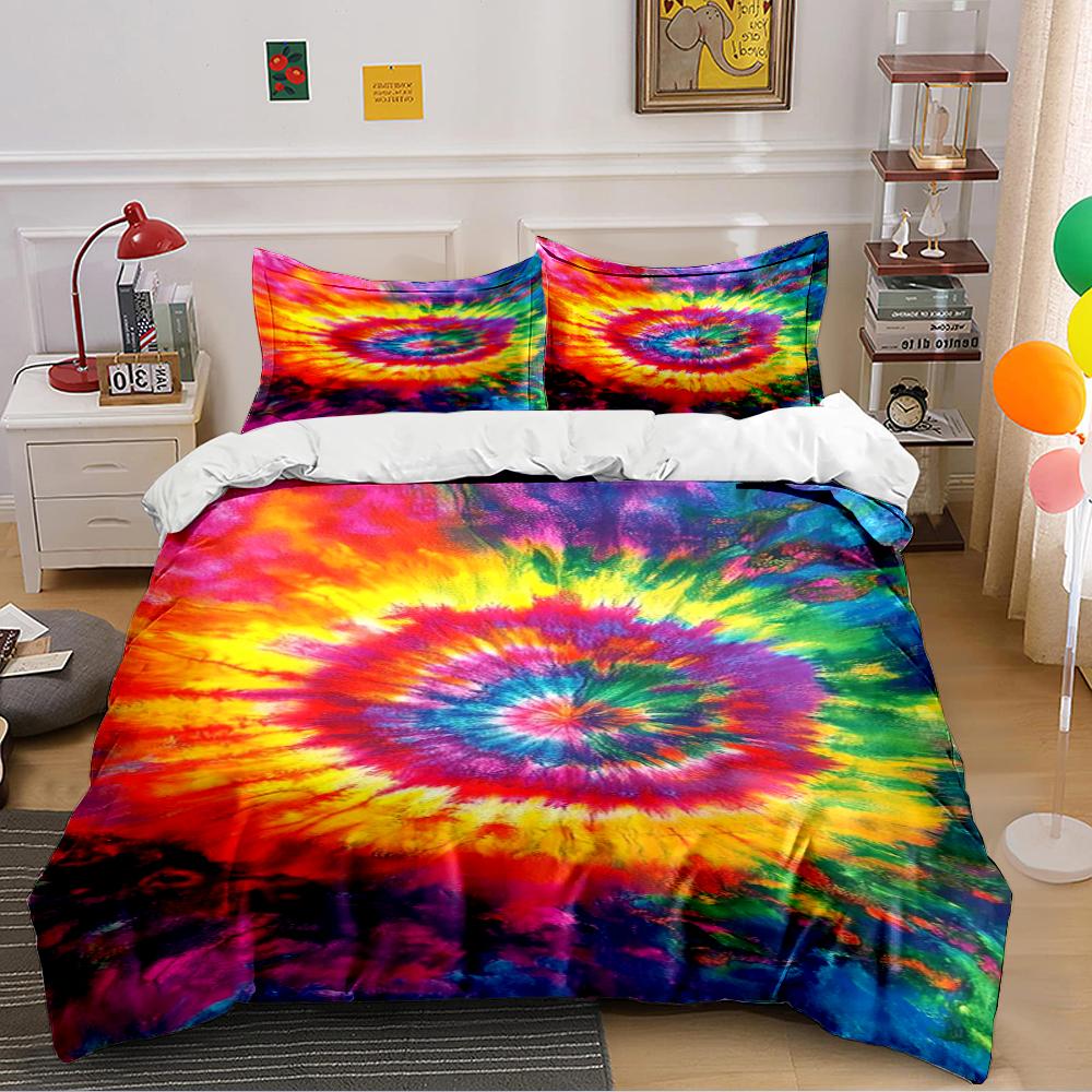 Tie-Dye Rainbow Bedding Set Bedding set (1 duvet cover, 2 pillowcases, duvet not included) 135x200cm