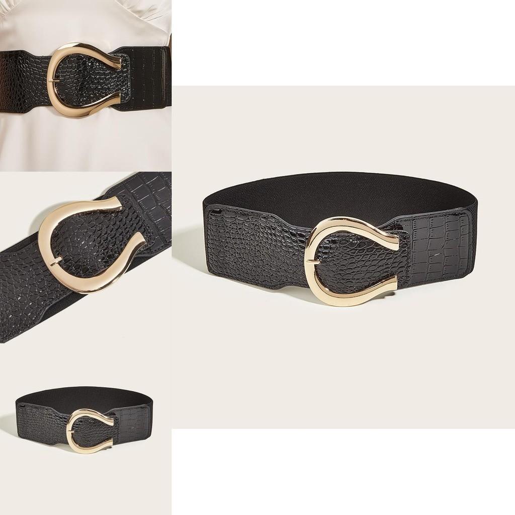 Fashion Gold Buckle Decoration Casual Wide Waist Belt For Fashionable Women