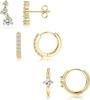 Bobisty 6Pairs Earrings for Women 14K Gold Plated Stud Hoop Stacks Earrings Set 316L Surgical Steel Earring Piercing Jewellery