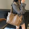 PU Shoulder Bag Women Solid Color Large Capacity Handbag Commuter Tote Bag