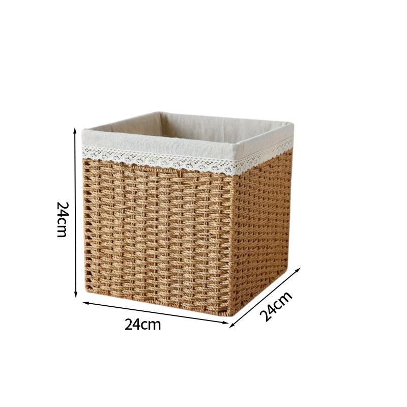 Imitation Wicker Storage Basket Large Hand Woven Storage Box For Bathroom Kitchen Drawer Clothes Sundries Storage Organizer