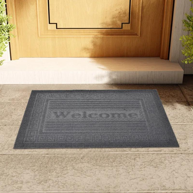Classic Welcome Door Mat Collection With Geometric Border Patterns Sophisticated Entryway Decor Mat Perfect For Home Decor