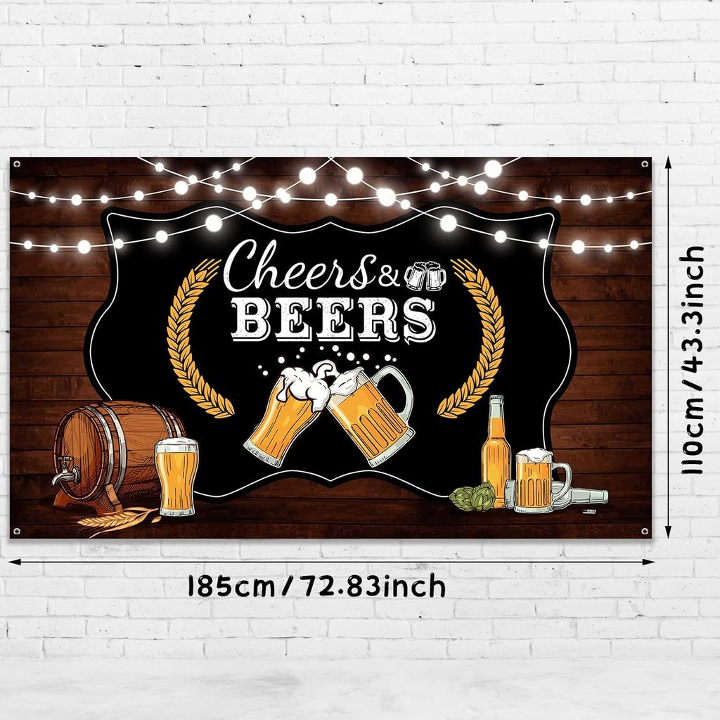 Cheers and Beers Party Decorations,Retro Rustic Wooden Board 30th 40th 50th Birthday Theme Party Photography Banner Backdrop for Men Beer Whiskey