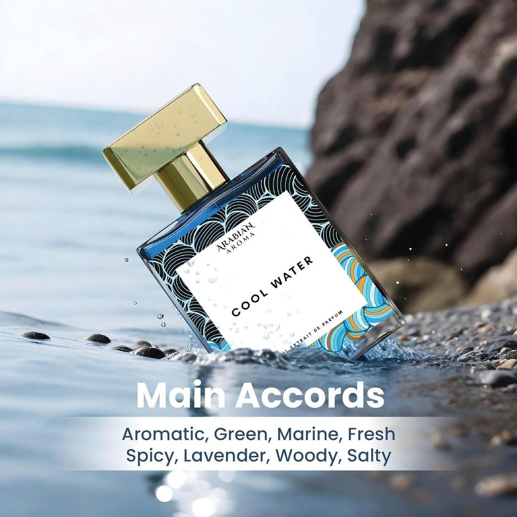 Arabian Aroma Cool Water Men's Perfume | Perfumes for Men With Long Lasting Fragrance | Extrait De Perfume | Long Lasting Perfume for Men (50ml)