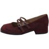Aphixta Loafers Wine Red 3cm Square Heels Shoes Non-slip Women Buckle Design Sweet Woman Shoes Classic Autumn Marry Janes