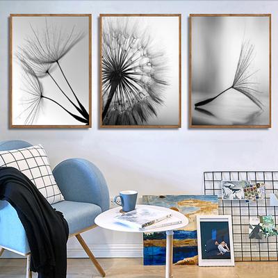 Pintura en lienzo de flor de diente de león nórdico, imágenes artísticas de pared modernas en blanco y negro, póster impreso para decoración del hogar, Cuadros para sala de estar