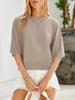 Women's Oversized Cropped Knit Sweater Short Sleeve Crew Neck Lightweight Summer Top