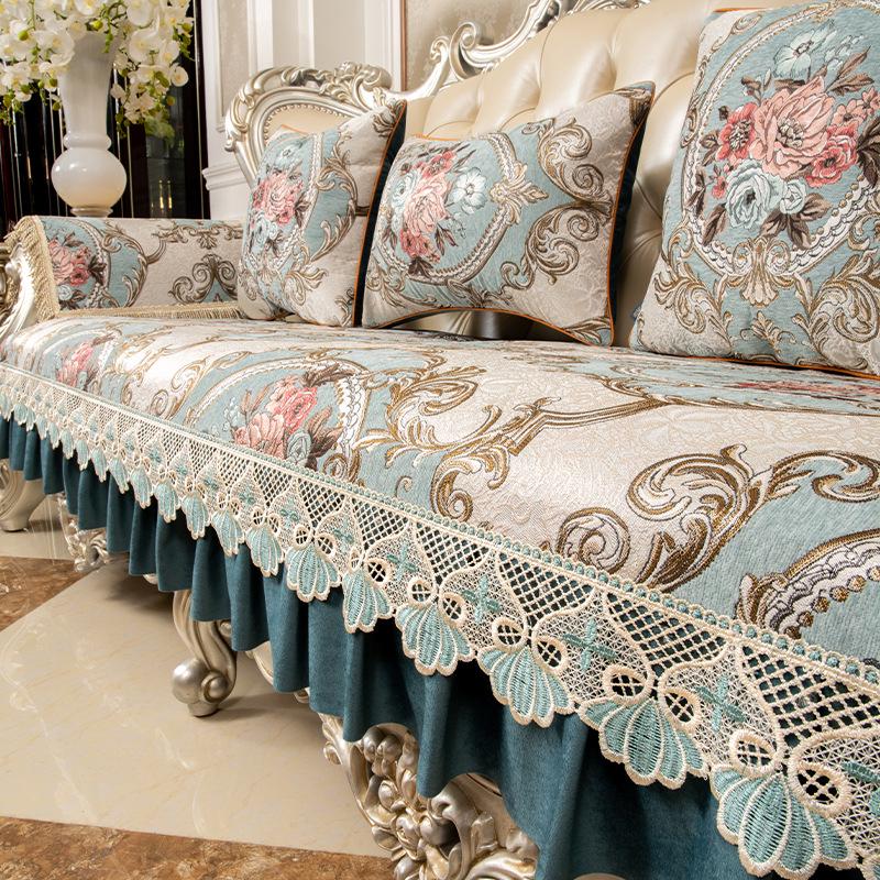 Luxuriöses Kissen & Bezug für Sofa im europäischen Stil aus rutschfestem Echtleder
