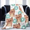 Cartoon Cat Flannel Blanket - Soft Digital Print Blanket for Camping/Sofa/Bed, Comfortable Men/Women Gift for All Seasons