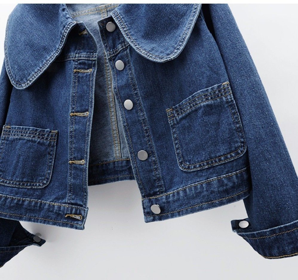 Plus Size Women Autumn Denim Jacket Long Sleeve Casual Short Denim Coat Famale Cropped Jeans Jackets Outerwear