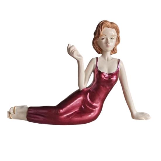 Handcrafted Sculptural Women Aroma Figurine Elegant Lady Figurine Incense Stick Holder Resin Meditating Lady Aromatherapy Statue for Living Room