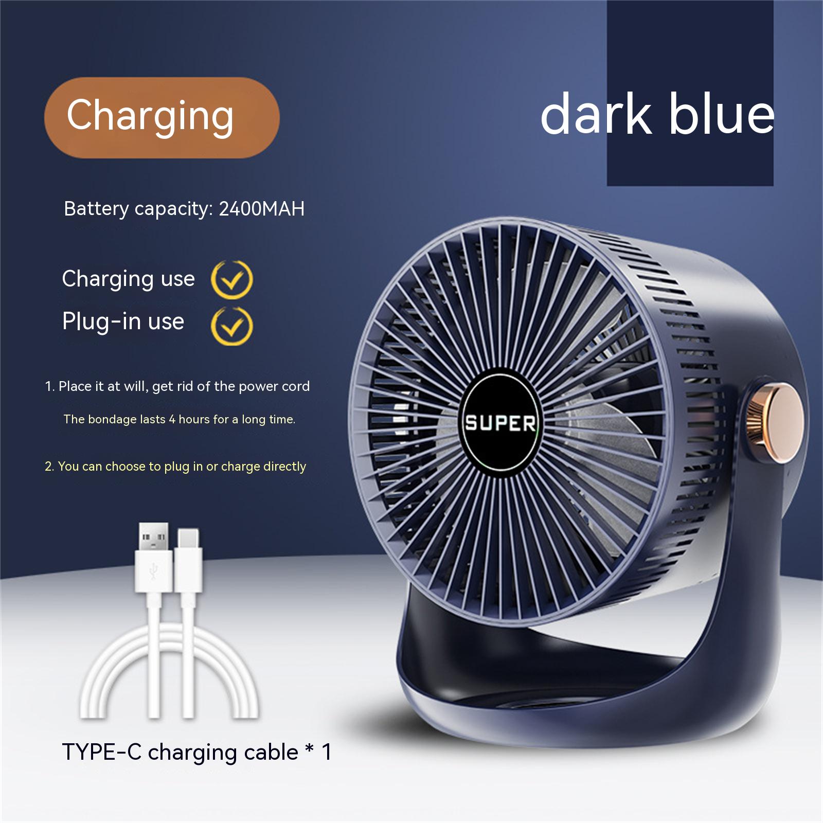

Household Table Air Circulation Electric Fan 180 Degrees Usb Rechargeable 2400mah Battery Wall Mounted Cooling Fann blue#0