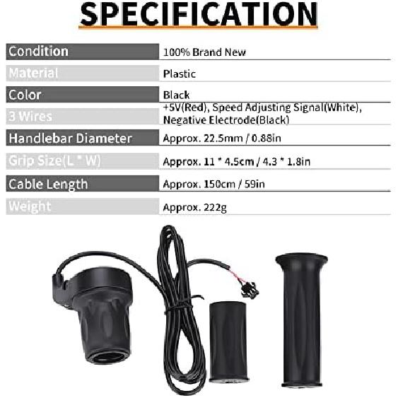 

Keenso Fastest Throttle, 1 Pair 3 Wires Universal Electric Twist Throttle Handle for 22.5mm Handlebar