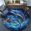 Dolphins Round Area Rug,Carpet Rug for Living Room Bedroom Sofa Playroom Decor,Non-slip Floor Mat