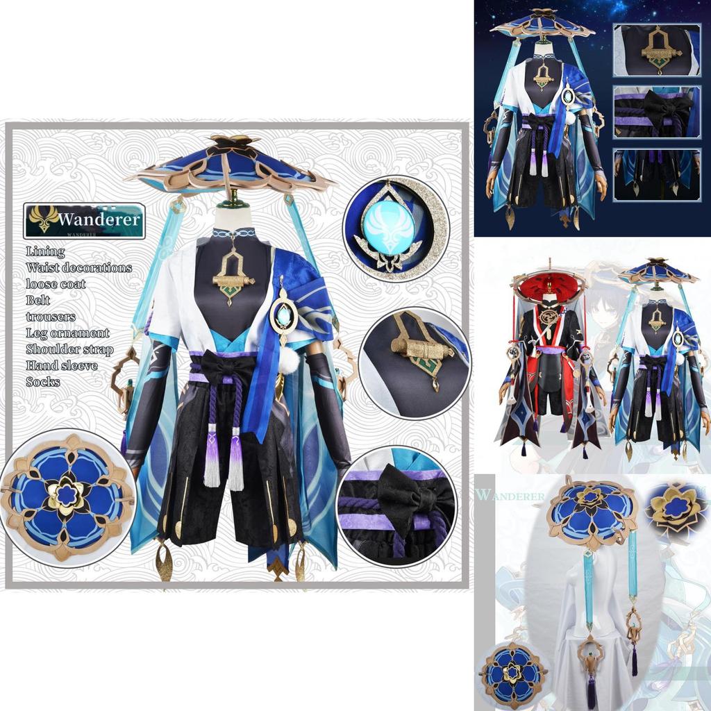 Polyester Genshin Impact Kunikuzushi-zwerver Zwerver Scaramouch Cosplay Bamboehoed Volwassen Outfit