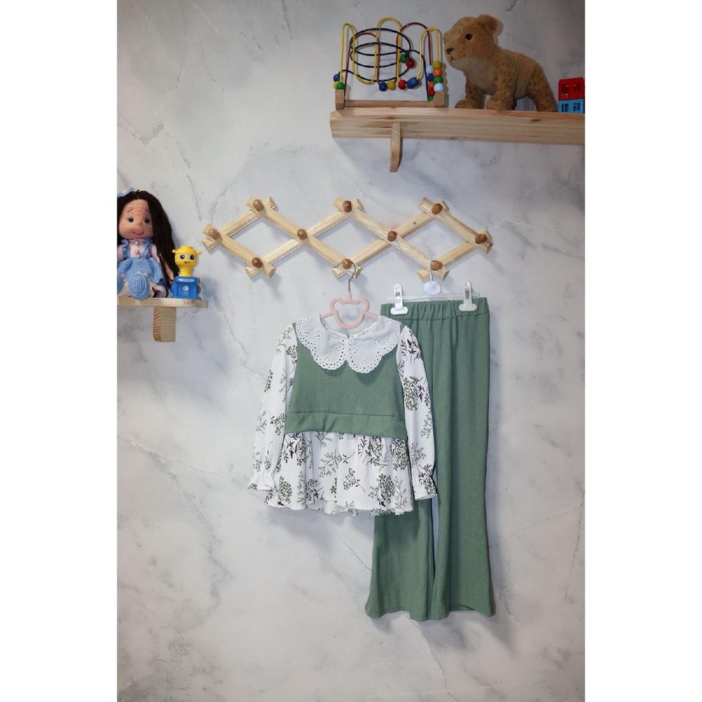 Stilig binærsett for jenter - Blomstermønstret bluse og moderne bukser