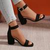 Women Sandals New Summer Fashion Sandals Medium High Heels Outdoor Elegant Wedding Shoes Bridal Plus Size Buckle Strap Sandals