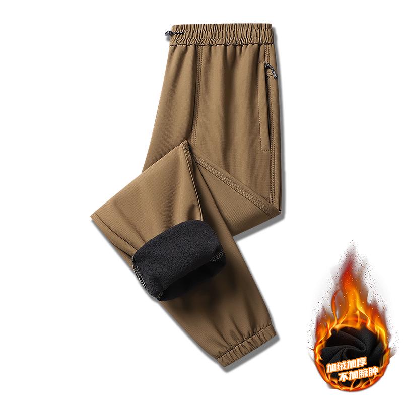 Autumn/Winter Unisex Windproof Softshell Hiking Pants with Waterproof Velvet Lining, Customizable LOGO