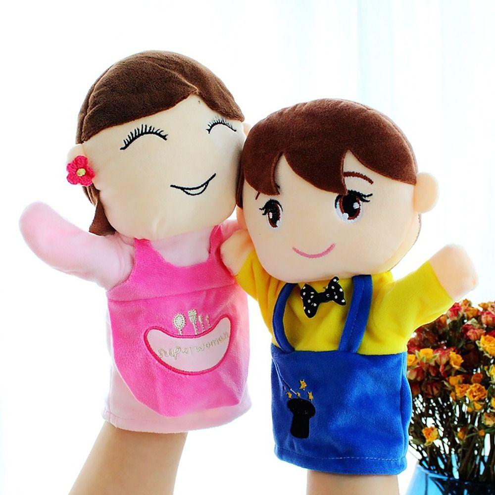 Soft Plush Storytelling Puppet Familys Members 25Cm Familys Members Doll Cartoon Story Hand Puppet Early Education