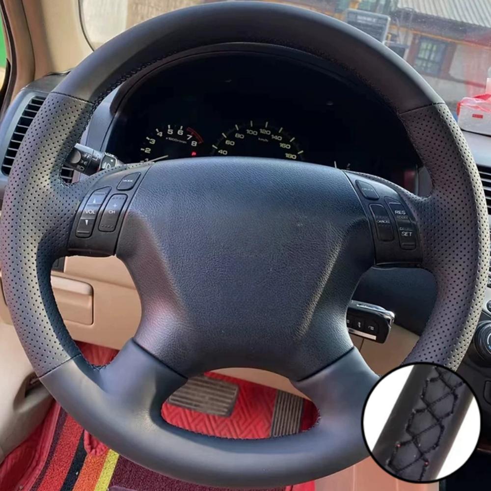Hand-stitched Black Microfiber Leather 2003-2007 Odyssey 2005-2010 Steering Wheel Cover For Honda Accord 7 Car Accessories