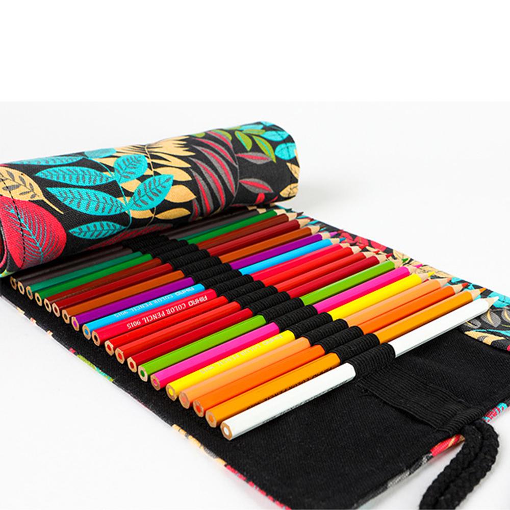 12/24/36/48/72 Hål Färgglad tyg Pennfodral Brevpapper Kosmetisk penna förvaringsväska Pennrulle Skolmaterial