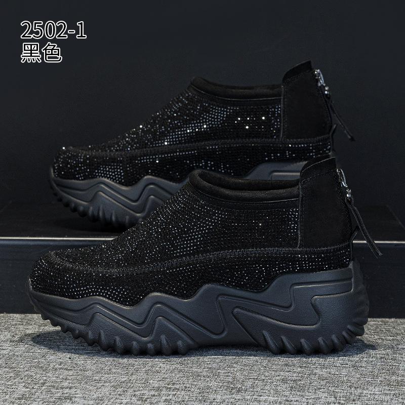 Thick-soled Muffin Rhinestone Casual Shoes Spring and Autumn New Small Light Breathable Dad Shoes
