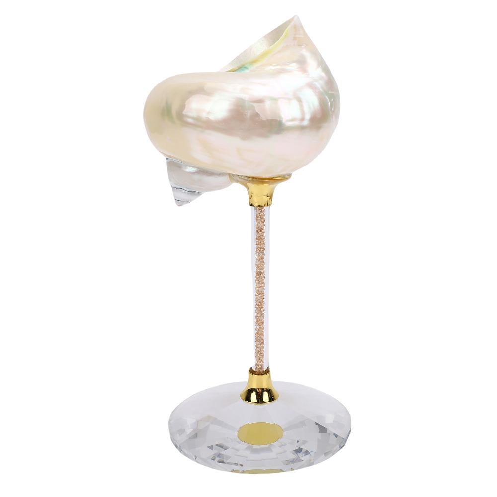 Polished Seashell Conch Shell Wine Glass Crystal Base Cocktail Glass  Valentine Birthday