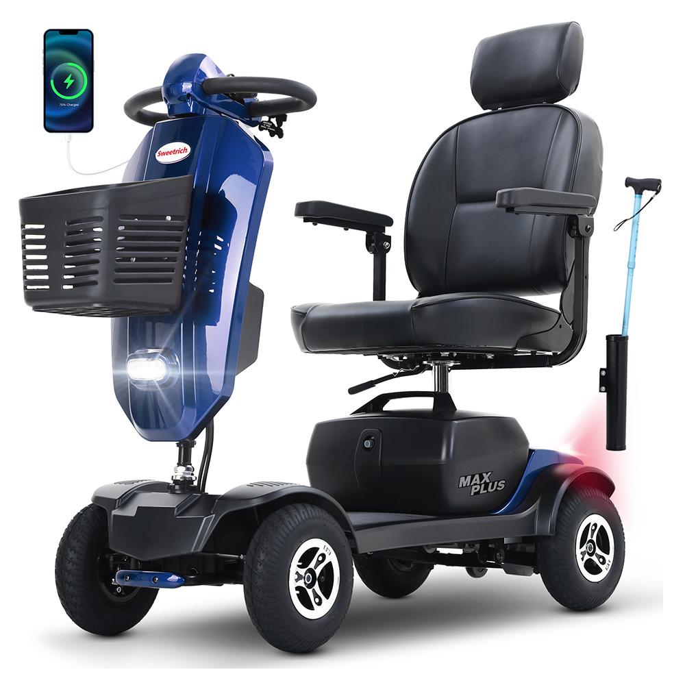 Electric Wheelchair Sweetrich Foldable Mobility Scooter For Seniors Top Speed 6Km/h 360°Rotatable Seat 20AH Suitable For The Elderly/Disabled