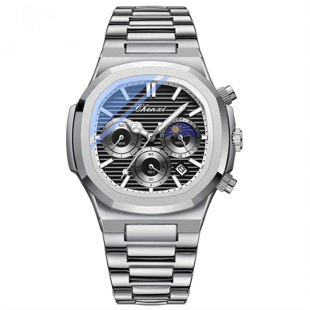 New Fashion Luxury Business Man Watch Men Casual Sports Watches Full Steel Chronograph Quartz Wristwatches Men