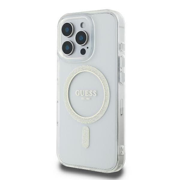 Guess Guhmp16Lhfgeret Iphone 16 Pro6.3 Przeźroczysty/Transparent Hardcase Iml Glitter Circle Magsafe