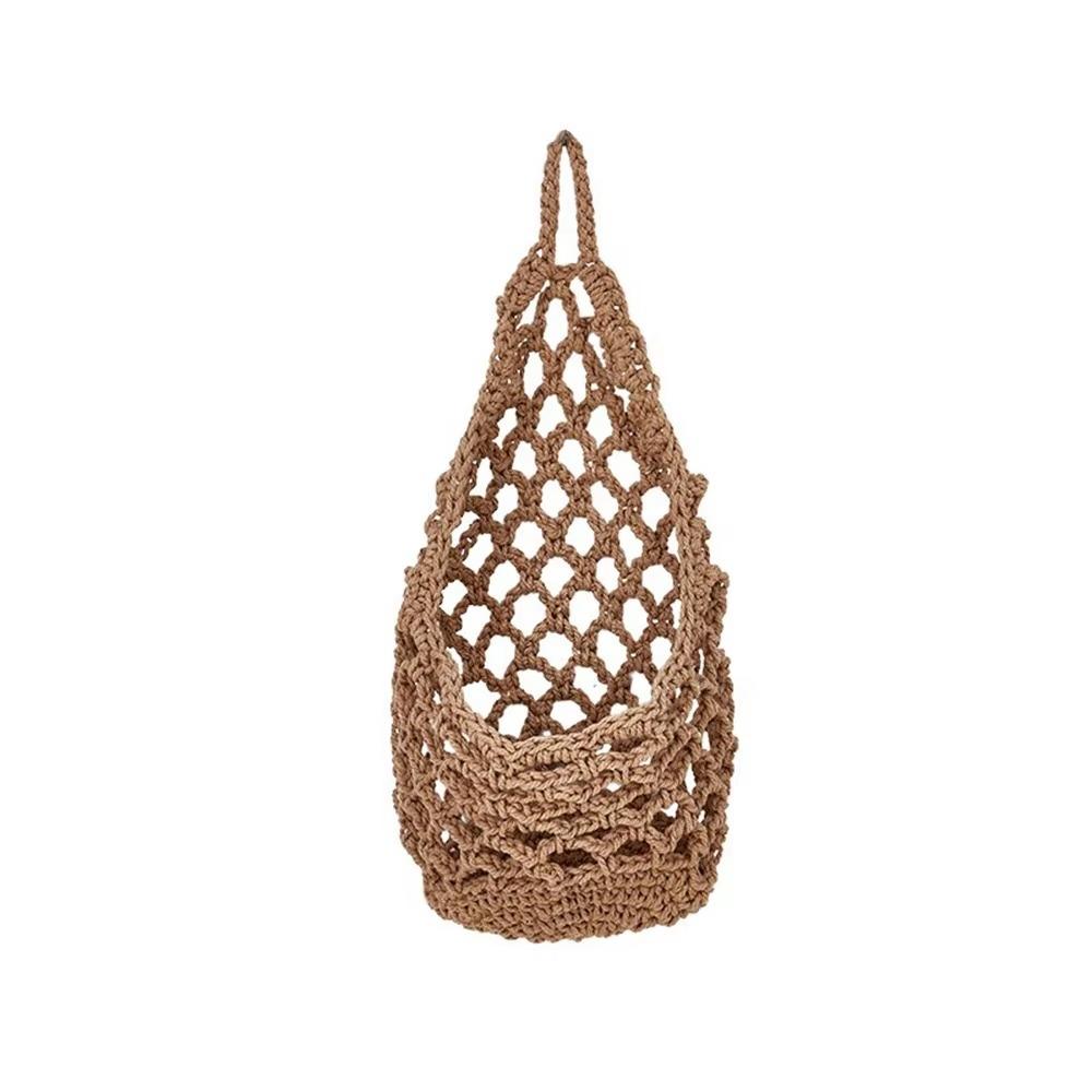 

Eco-Friendly Kitchen Storage Organizer Bohemian Style Hanging Vegetable Basket Pantry Organizer коричневый