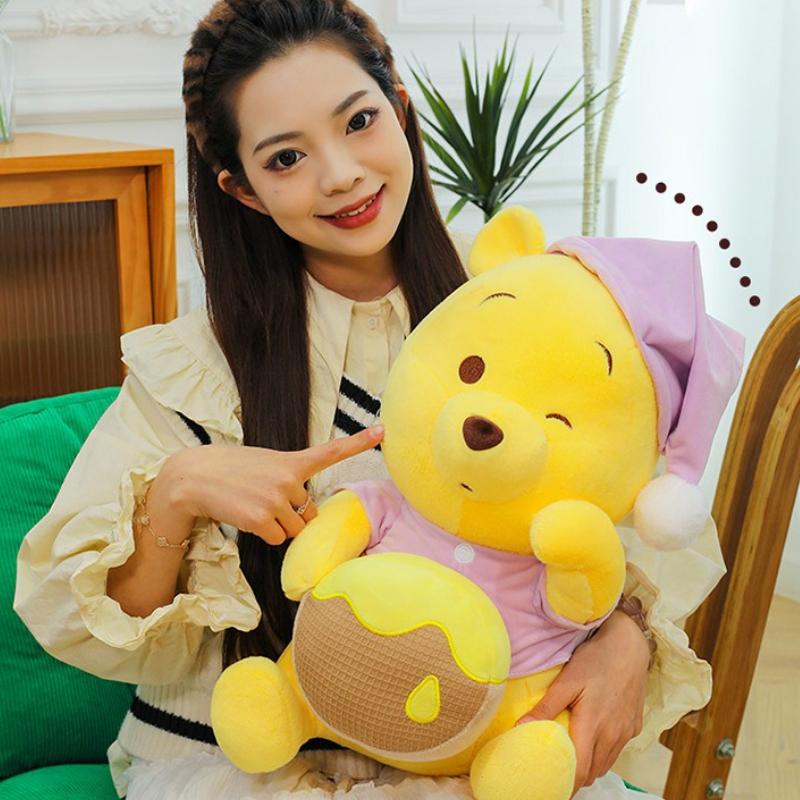 35cm Cartoon Winnie The Pooh Plush Toy Soft Stuffed Sleepcap Honey Pooh Bear Pillow Dolls Room Decoration Birthday Gift