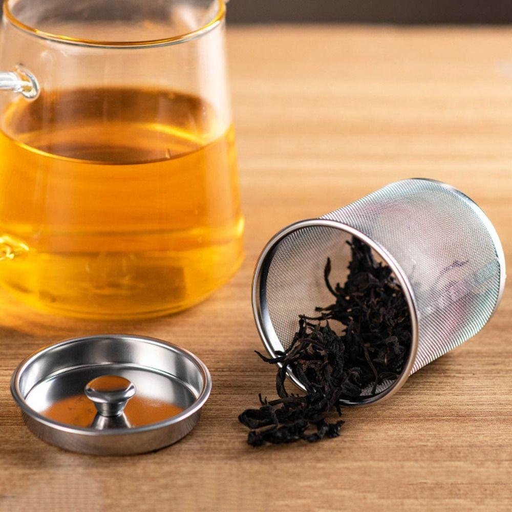New Stainless Steel Tea Strainer Multifunction Mesh Mesh Filter With Lid Reusable Spice Infuser Kitchen Accessories