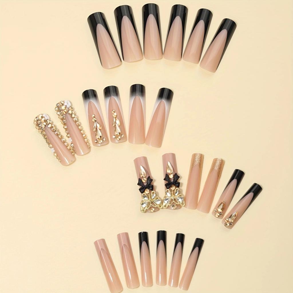 24 pcs/set Press on Nails Long Red Star Nail Girls Sexy Nail DIY Bridal Tip Daily Reusable Sexy Fake Nails Art For Women Decoration