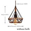 Vintage Industrial Pendant Light Retro Iron Lamp Russia Loft Cage Diamond Shape Hemp Rope Light for Dining Living Room House