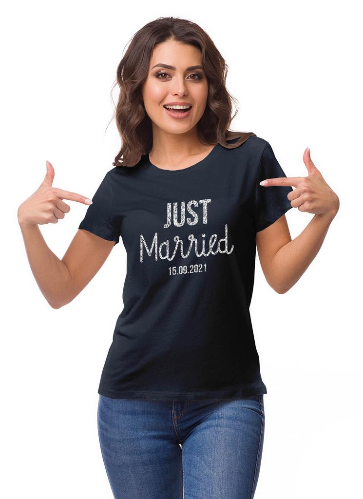 Inkdotpot Personalized Womens Tshirt Top Just Married Wedding  Announcement