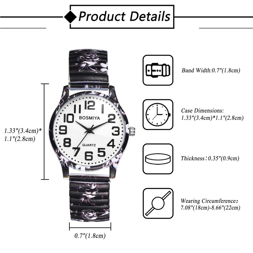 Cute Women's Waterproof Floral Watch: Analog Display with Numeric Display, Stainless Steel Strap, Adjustable Length, Quartz Movement - Perfect for