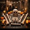 Halloween Skelett Dekoration für Party, Lebensgroßes bewegliches Skelett Requisite für Innen Außen Haus