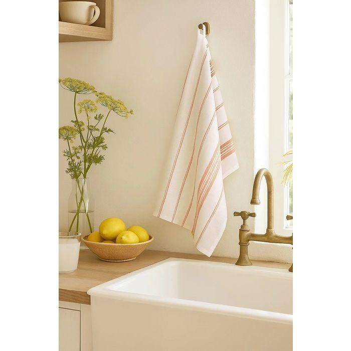 Set of 2 Terracotta Striped Tea Towels 50 X 70 Cm